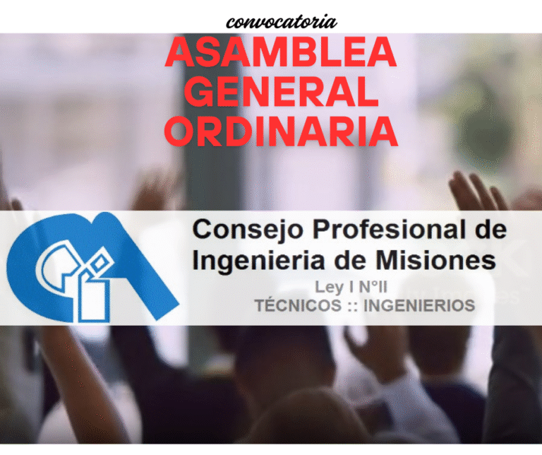 CONVOCATORIA: ASAMBLEA GENERAL ORDINARIA DEL CONSEJO PROFESIONAL DE INGENIERIA  el 21 de Julio del 2026, a las 19:30 horas